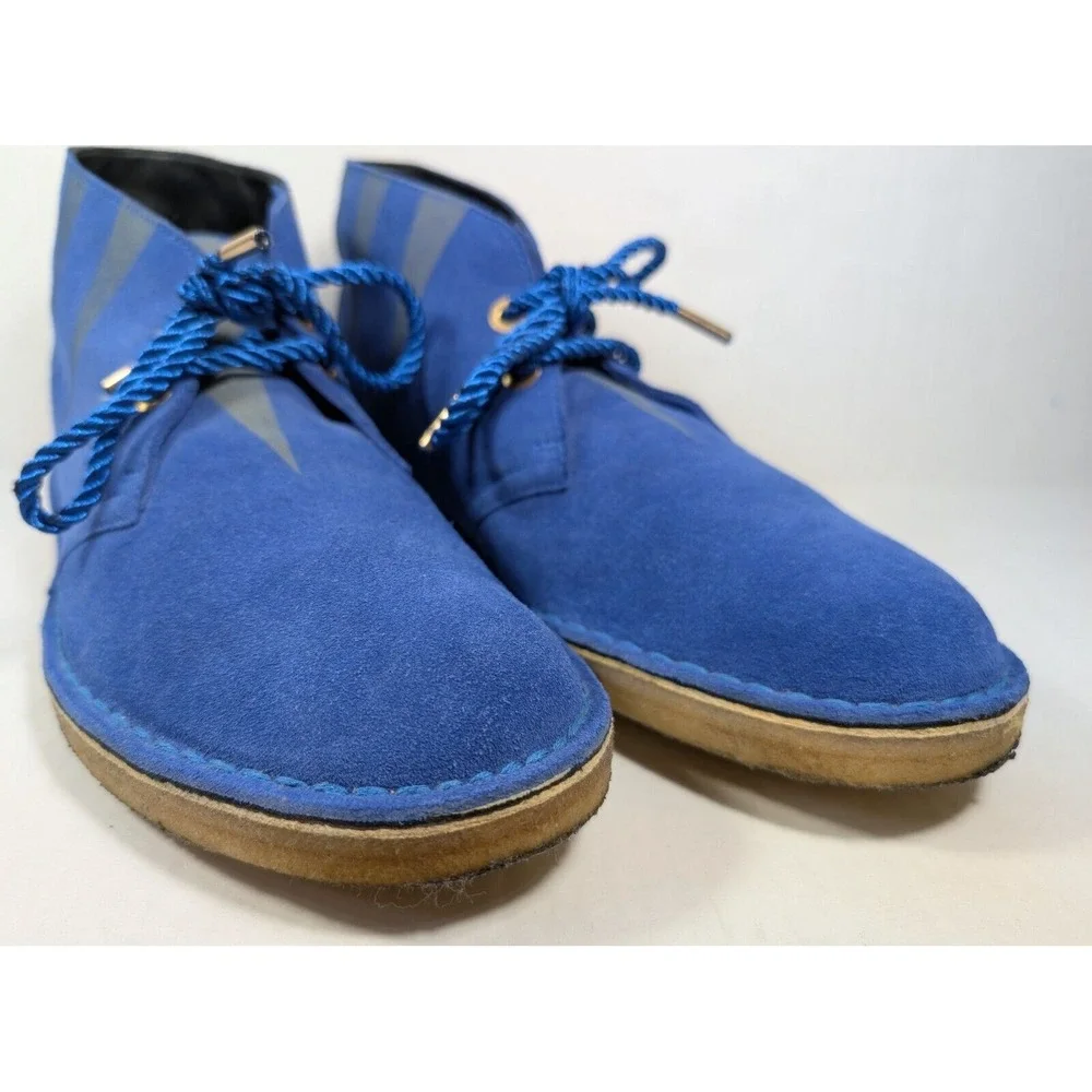 Clarks Boots Mens 11 Desert‎ Luck Electric Blue Leather Alexandra Llewellyn Blue